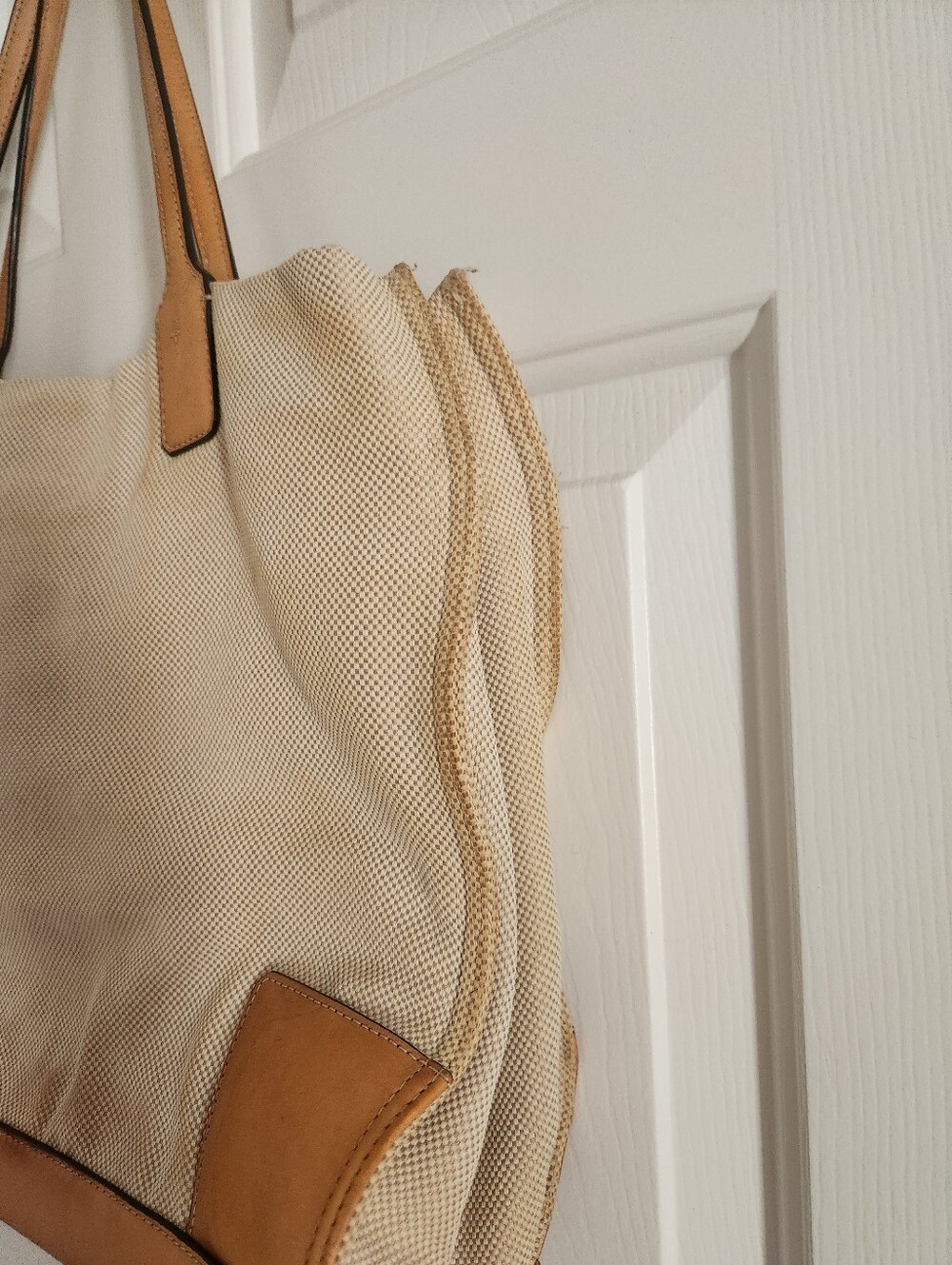 Tory Burch Ella Large Canvas And Leather Tote in Beige and Tan - Picture 9 of 15